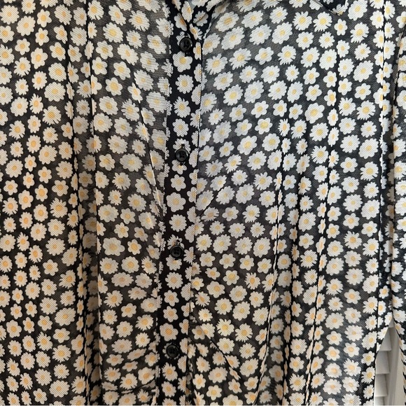 Wild Fable Sheer Mesh Daisy Mini Dress Button Front Black White M - Picture 5 of 12